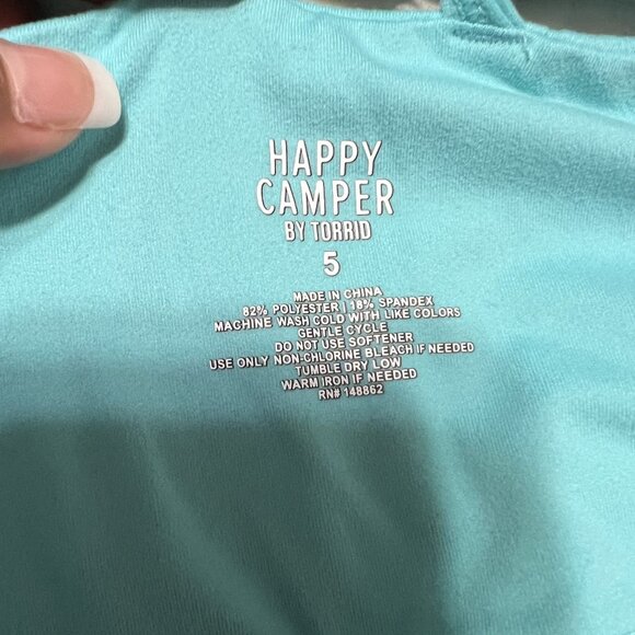 Torrid Blue Happy Camper Low-Impact Wireless Strappy Back Active Sports Bra 5X - Picture 4 of 7